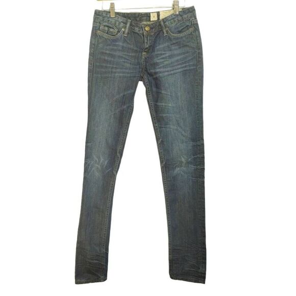 Allsaints Spitalfields Carson Pipe Skinny Low Rise Blue Cotton Jeans Sz 27 L34 - Picture 1 of 8